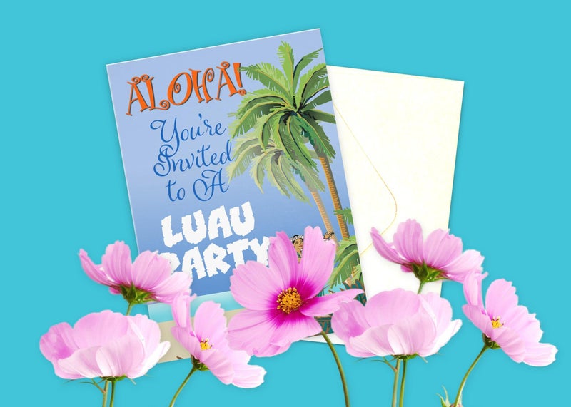 Stonehouse Collection | Luau Party Invitations | Tiki Hawaiian Party Invites with Envelopes | Beach Themed Invitations | Kids, Adults, Birthdays - Image 3